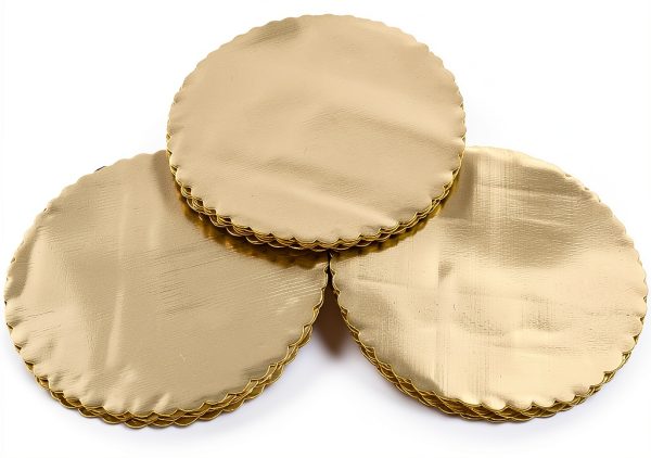 12" Gold Cakeboard Round 15pcs Disposable Serving Tray by ONE MORE-2