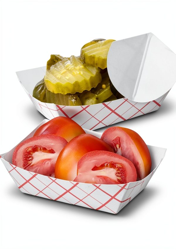 Mini Tiny Paper Food Boats (250 Pack) .25 Lb Disposable Red & White Checkered Paper Food Trays, Eco Friendly Paper Food Trays, Serving Boats for Concession Food & Condiments, Condiment Size 3" x 1"-4