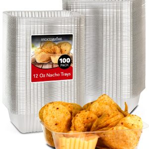 12oz Plastic Nacho Trays by Stock Your Home Disposable Tray 100 Pack-0