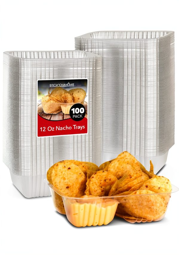 12oz Plastic Nacho Trays by Stock Your Home Disposable Tray 100 Pack-0