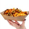 3 Lb Paper Food Trays - 50 Pack Disposable Nacho Trays, Kraft Paper Food Boats Taco Holders Party Serving Baskets for Hot Dogs Snacks Tacos Fries-3
