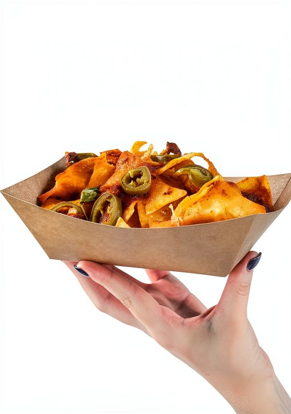 3 Lb Paper Food Trays - 50 Pack Disposable Nacho Trays, Kraft Paper Food Boats Taco Holders Party Serving Baskets for Hot Dogs Snacks Tacos Fries-3