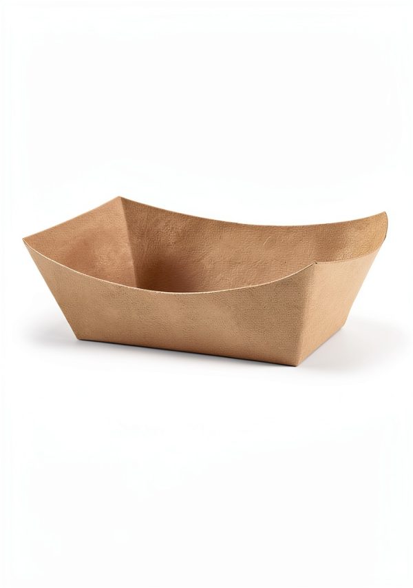 Ocmoiy 1lb Paper Food Trays, 100 Pack Heavy Duty Kraft Food Boats Holders Disposable Serving Basket Trays for Nachos, Fries, BBQ, Festivals, Party-1