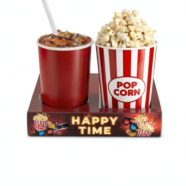 Movie Night Snack Trays 16pcs VELATYVIO Paper Popcorn Drink Holder-4