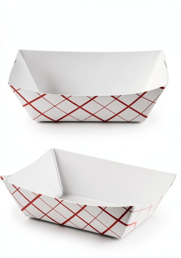 Mini Tiny Paper Food Boats (250 Pack) .25 Lb Disposable Red & White Checkered Paper Food Trays, Eco Friendly Paper Food Trays, Serving Boats for Concession Food & Condiments, Condiment Size 3" x 1"-2