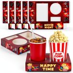 Movie Night Snack Trays 16pcs VELATYVIO Paper Popcorn Drink Holder-0