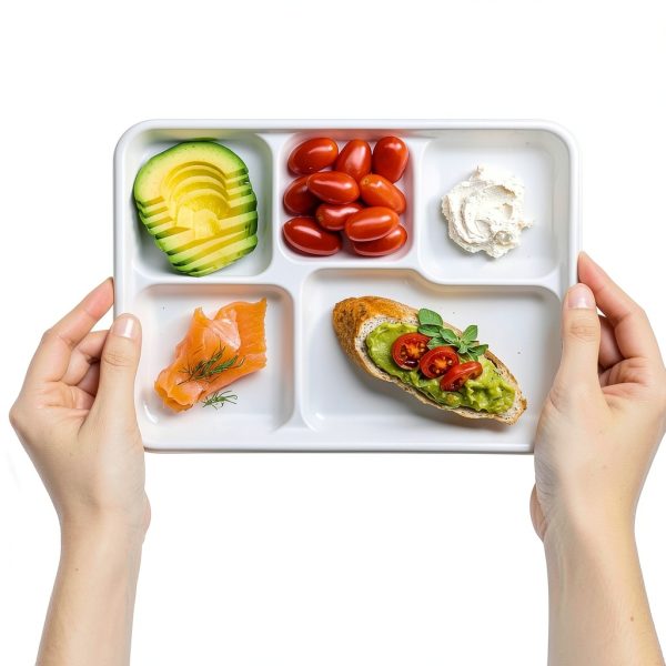 100% Compostable, 5 Compartment, Disposable Paper Plates [125-Pack] - {PFAS Free} - {BPA Certified} - [10 Inch] Heavy Duty Biodegradable Bagasse Sectional Lunch Trays + Dividers - Divided Platter Tray-2