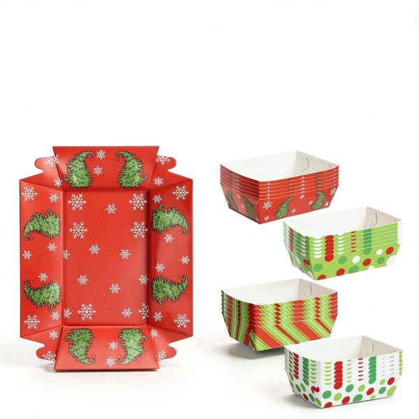 Christmas Paper Food Trays 24pcs Dunzoom Serving Trays Style 2-3