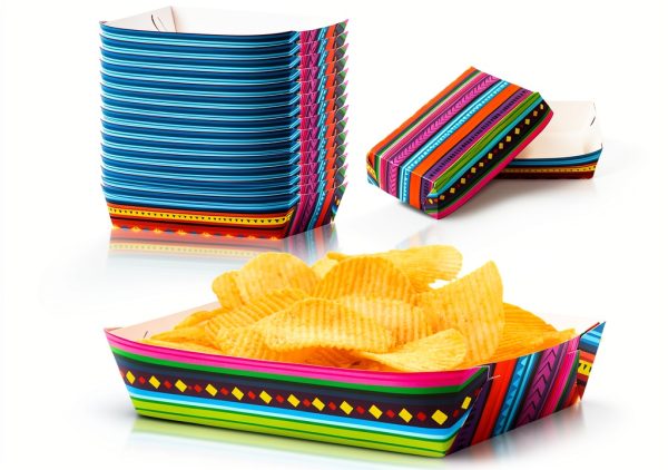 Mexican Taco Nights Food Trays 50pcs AsodSway Disposable Paper Holders-0