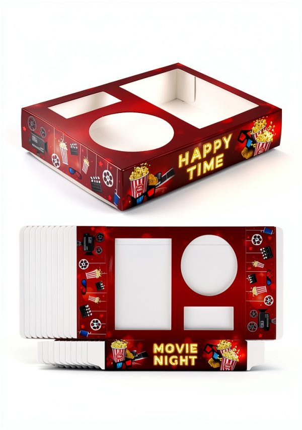 Movie Night Snack Trays 16pcs VELATYVIO Paper Popcorn Drink Holder-5