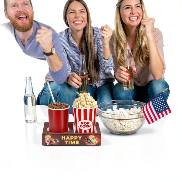Movie Night Snack Trays 16pcs VELATYVIO Paper Popcorn Drink Holder-1