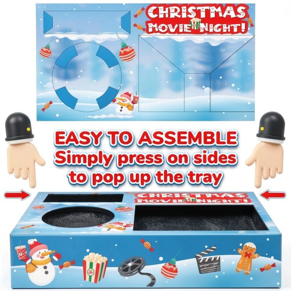 Movie Night Christmas Party Supplies (36ps) - Christmas Movie Night Snack Trays 12pcs & Popcorn Bags 24pcs - Small Decorations Indoor Home Decor & Holiday Party Favors-3