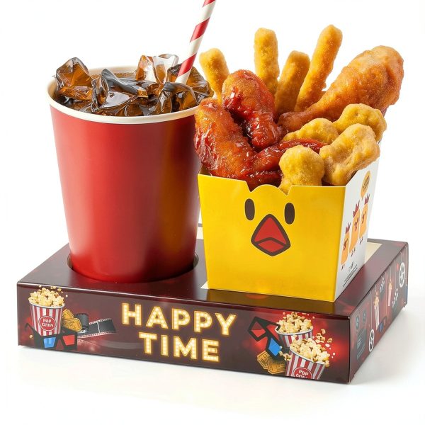 Movie Night Snack Trays 16pcs VELATYVIO Paper Popcorn Drink Holder-2