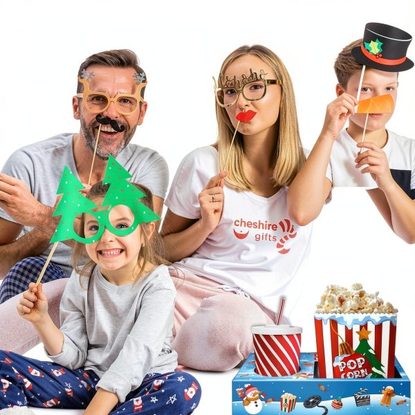 Movie Night Christmas Party Supplies (36ps) - Christmas Movie Night Snack Trays 12pcs & Popcorn Bags 24pcs - Small Decorations Indoor Home Decor & Holiday Party Favors-5