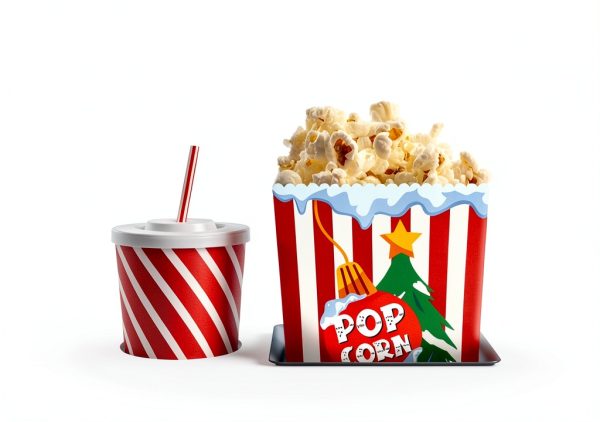 Movie Night Christmas Party Supplies (36ps) - Christmas Movie Night Snack Trays 12pcs & Popcorn Bags 24pcs - Small Decorations Indoor Home Decor & Holiday Party Favors-0
